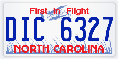 NC license plate DIC6327