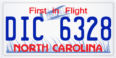 NC license plate DIC6328