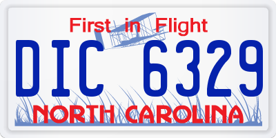 NC license plate DIC6329