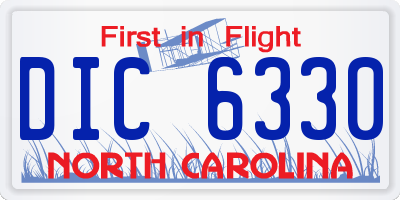 NC license plate DIC6330