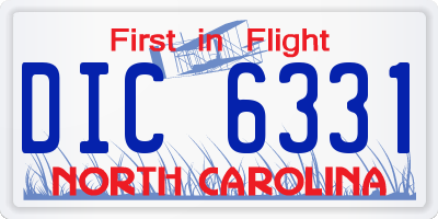 NC license plate DIC6331
