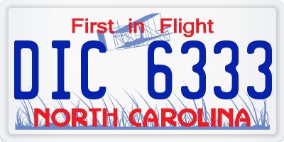 NC license plate DIC6333