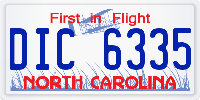 NC license plate DIC6335