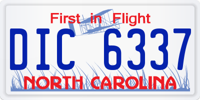 NC license plate DIC6337