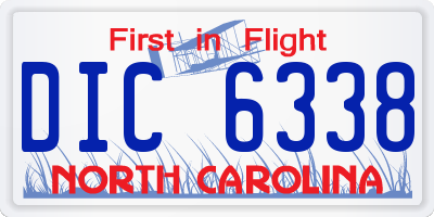 NC license plate DIC6338