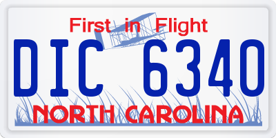 NC license plate DIC6340