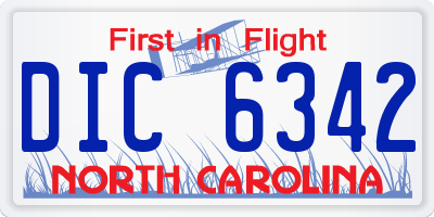 NC license plate DIC6342
