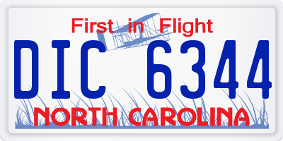 NC license plate DIC6344