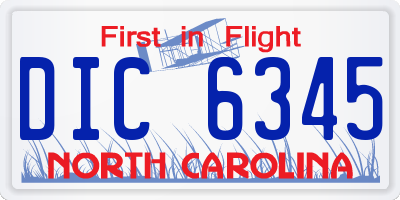 NC license plate DIC6345