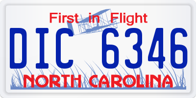NC license plate DIC6346