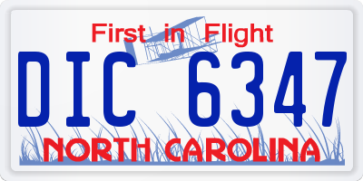 NC license plate DIC6347