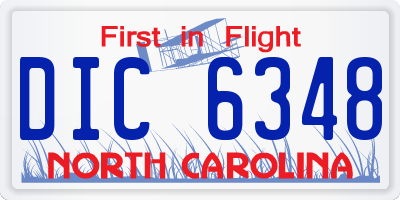 NC license plate DIC6348