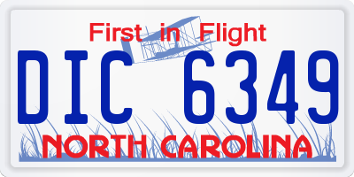 NC license plate DIC6349
