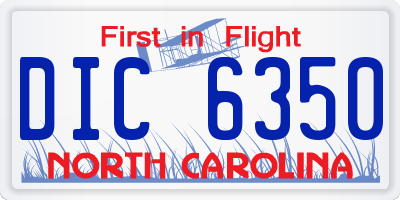 NC license plate DIC6350