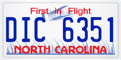 NC license plate DIC6351