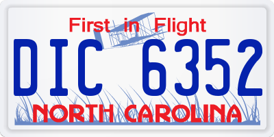 NC license plate DIC6352
