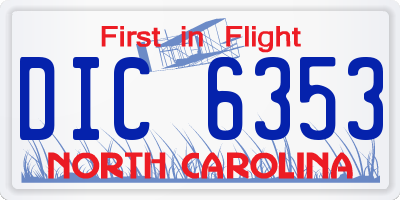 NC license plate DIC6353
