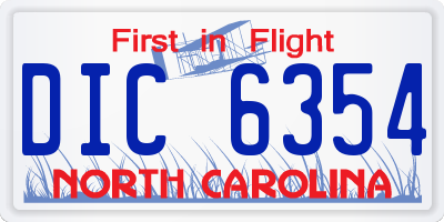 NC license plate DIC6354