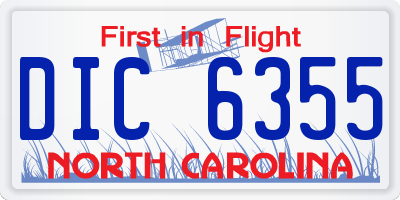 NC license plate DIC6355