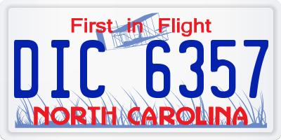 NC license plate DIC6357