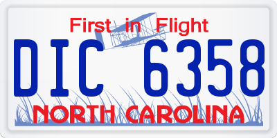 NC license plate DIC6358