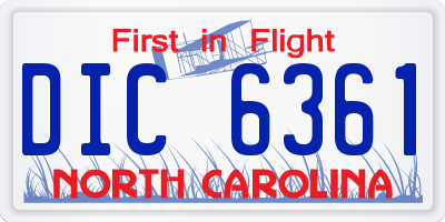 NC license plate DIC6361
