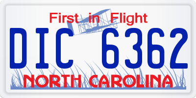 NC license plate DIC6362