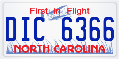 NC license plate DIC6366