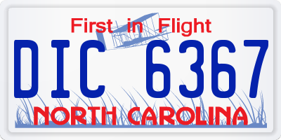 NC license plate DIC6367