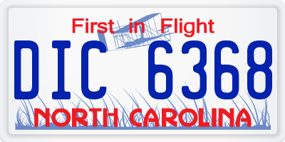 NC license plate DIC6368