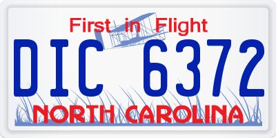 NC license plate DIC6372
