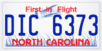 NC license plate DIC6373