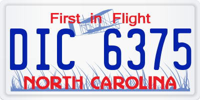 NC license plate DIC6375