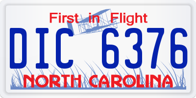 NC license plate DIC6376