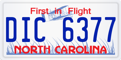 NC license plate DIC6377