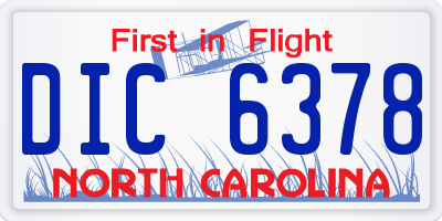 NC license plate DIC6378