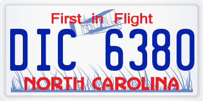 NC license plate DIC6380