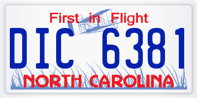 NC license plate DIC6381