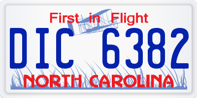 NC license plate DIC6382