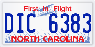 NC license plate DIC6383