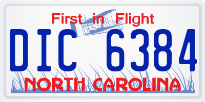 NC license plate DIC6384