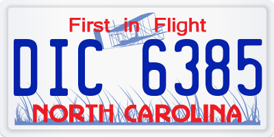 NC license plate DIC6385
