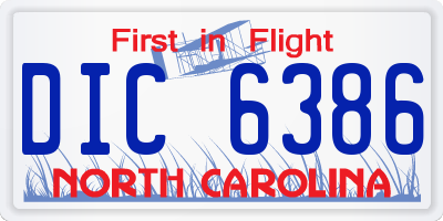 NC license plate DIC6386
