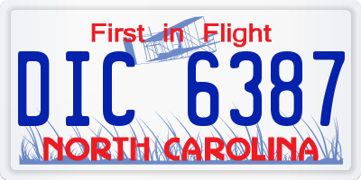NC license plate DIC6387