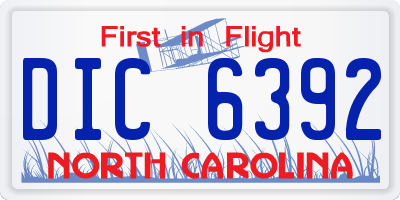 NC license plate DIC6392
