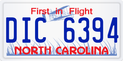 NC license plate DIC6394