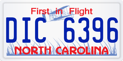 NC license plate DIC6396