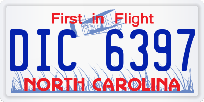 NC license plate DIC6397