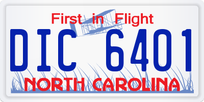 NC license plate DIC6401