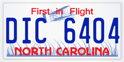NC license plate DIC6404
